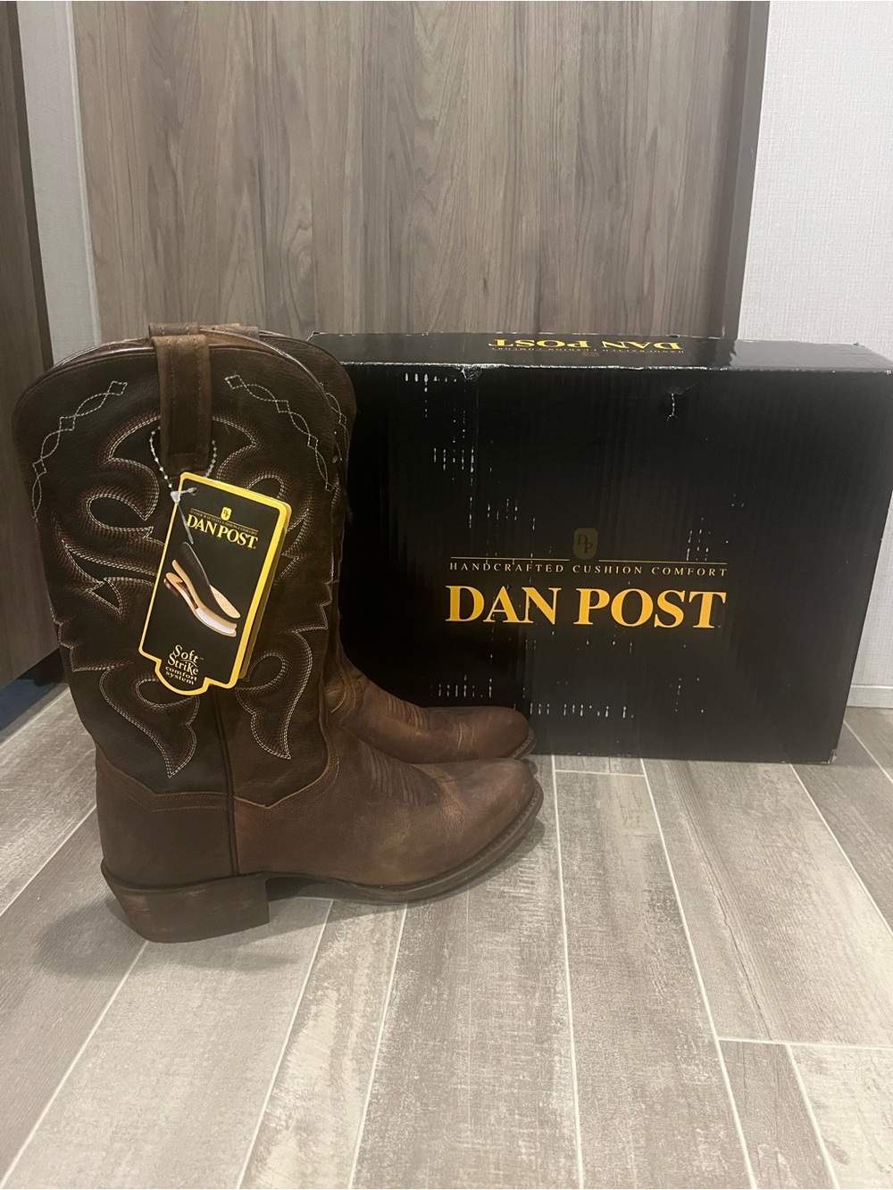 Dan Post brown leather distressed cowboy boots